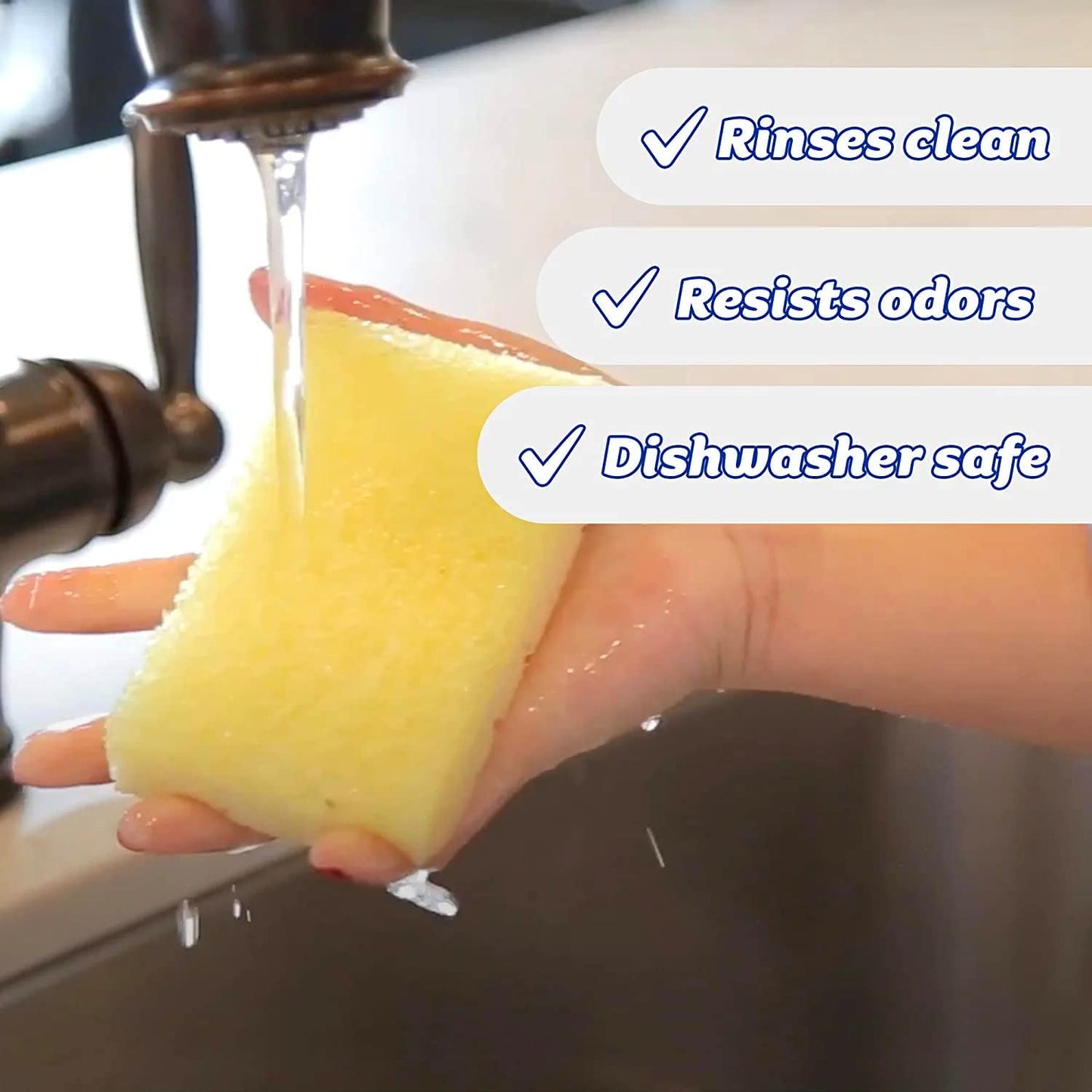 Sponge Daddy: 4-Pack Dual-Sided Sponge and Scrubber - Odor-Resistant and Scratch-Free Cleaning