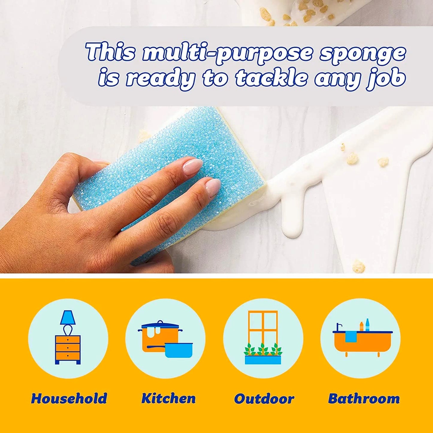 Sponge Daddy: 4-Pack Dual-Sided Sponge and Scrubber - Odor-Resistant and Scratch-Free Cleaning