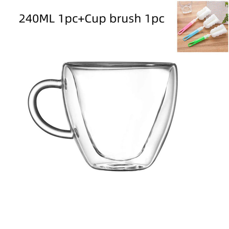 Heart-Shaped Double Wall Glass Mug for Tea, Coffee, Wine, and More!