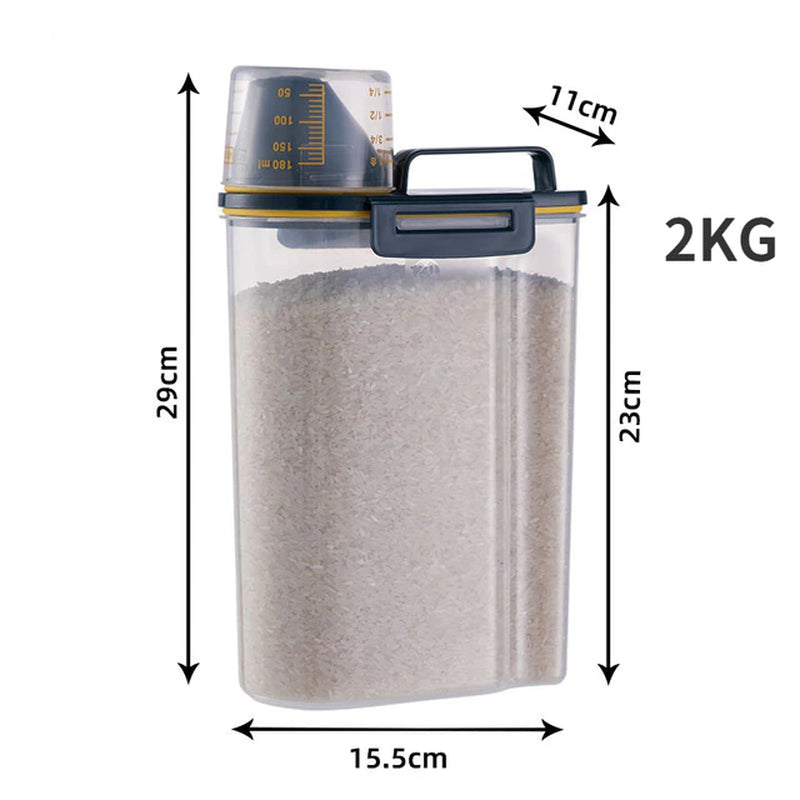 Moisture-Proof Sealed Pet Food Storage Tank with Measuring Cup - Plastic Container for Dogs and Cats, Pet Supply Accessory