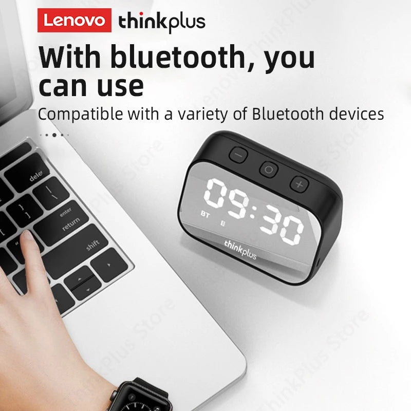 Lenovo Thinkplus TS13 Wireless Bluetooth Speaker Alarm Clock with LED Digital Stereo Desktop and Mirror