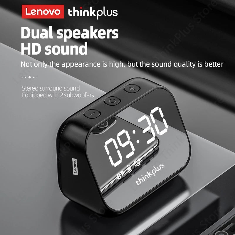 Lenovo Thinkplus TS13 Wireless Bluetooth Speaker Alarm Clock with LED Digital Stereo Desktop and Mirror