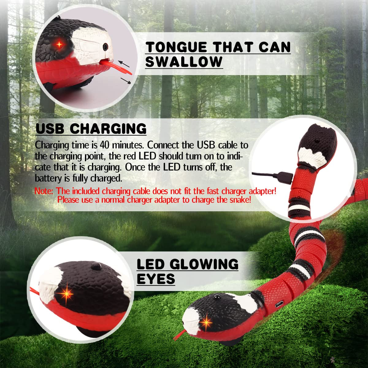 Interactive Smart Sensing Cat Toy - USB Rechargeable Electronic Snake for Cats and Dogs