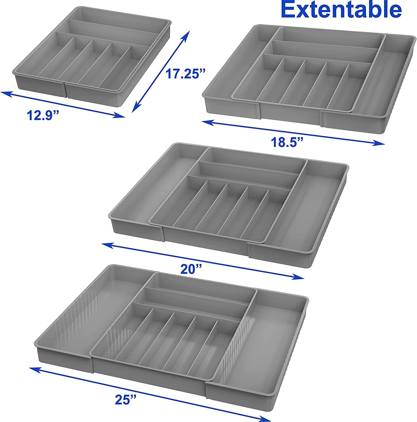 Expandable Grey Kitchen Drawer Flatware Organizer by Simple houseware