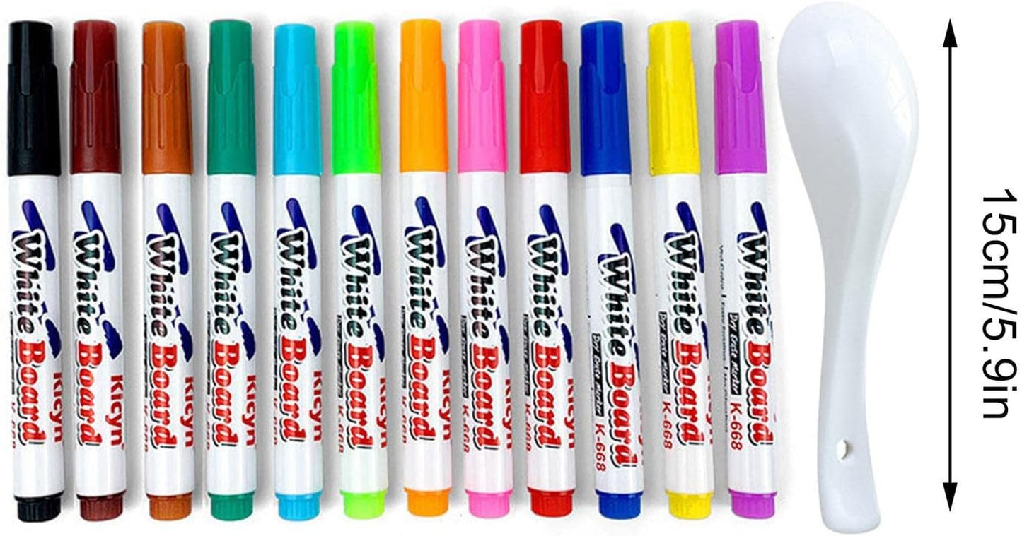 Magic Water Painting Pens - Set of 8, Including Spoon, Children's Erasable Whiteboard Markers