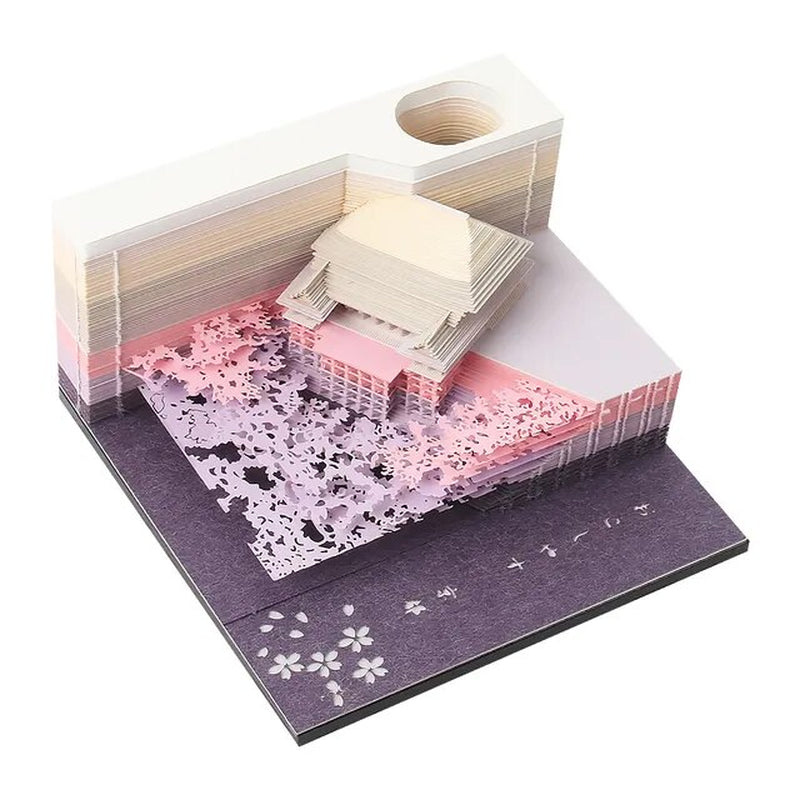 Unique 3D Sakura Tree House Calendar Notepad - Omoshiroi Block 2024: Memo Pad, Sticky Notes, and a Fun Christmas Gift