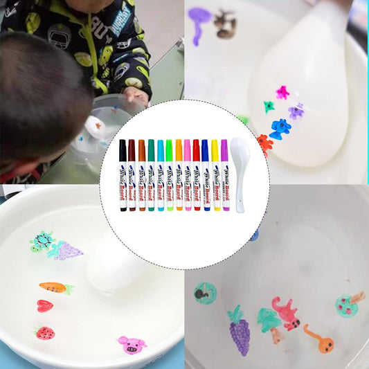 Magic Water Painting Pens - Set of 8, Including Spoon, Children's Erasable Whiteboard Markers