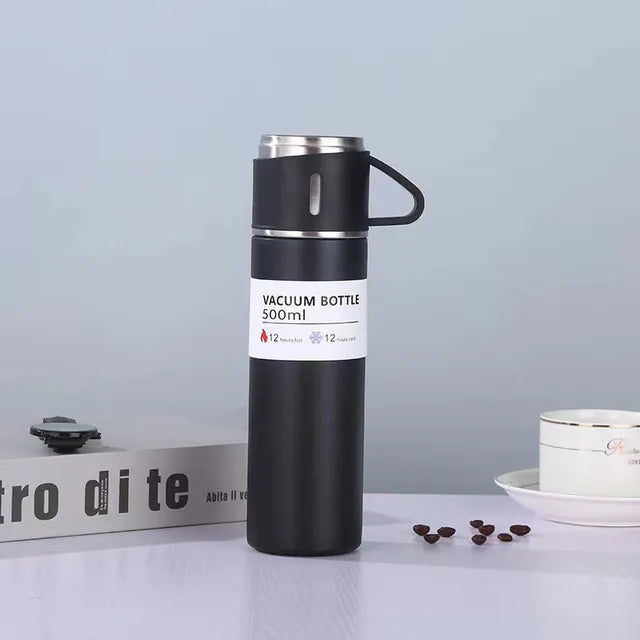 Stainless Steel Vacuum Flask Gift Set: Office & Business Style Thermos Bottle with 500ML Capacity, Ideal for Outdoor Hot Water, Thermal Insulation, and Couple's Use