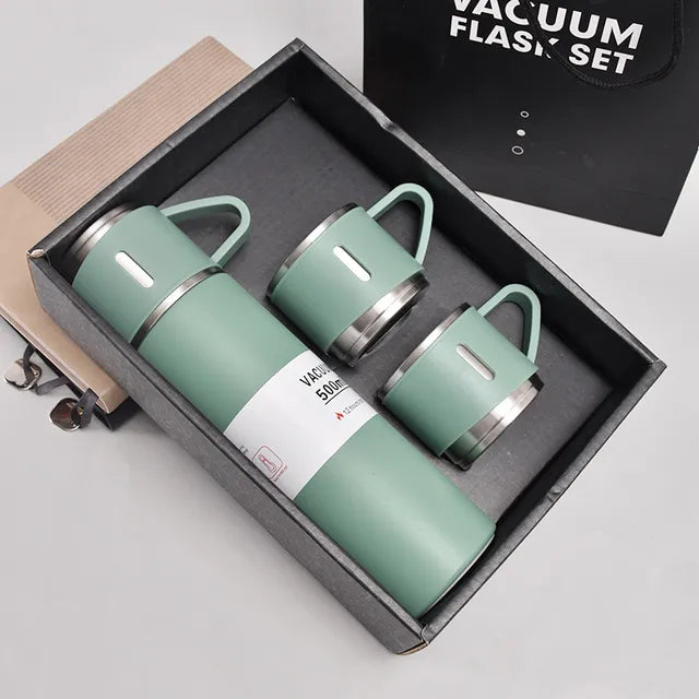 Stainless Steel Vacuum Flask Gift Set: Office & Business Style Thermos Bottle with 500ML Capacity, Ideal for Outdoor Hot Water, Thermal Insulation, and Couple's Use