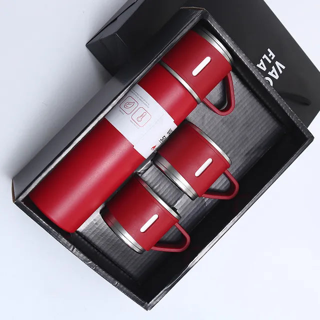 Stainless Steel Vacuum Flask Gift Set: Office & Business Style Thermos Bottle with 500ML Capacity, Ideal for Outdoor Hot Water, Thermal Insulation, and Couple's Use