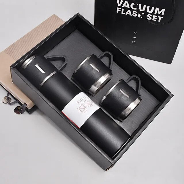 Stainless Steel Vacuum Flask Gift Set: Office & Business Style Thermos Bottle with 500ML Capacity, Ideal for Outdoor Hot Water, Thermal Insulation, and Couple's Use