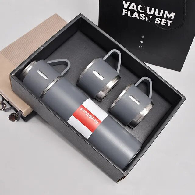 Stainless Steel Vacuum Flask Gift Set: Office & Business Style Thermos Bottle with 500ML Capacity, Ideal for Outdoor Hot Water, Thermal Insulation, and Couple's Use