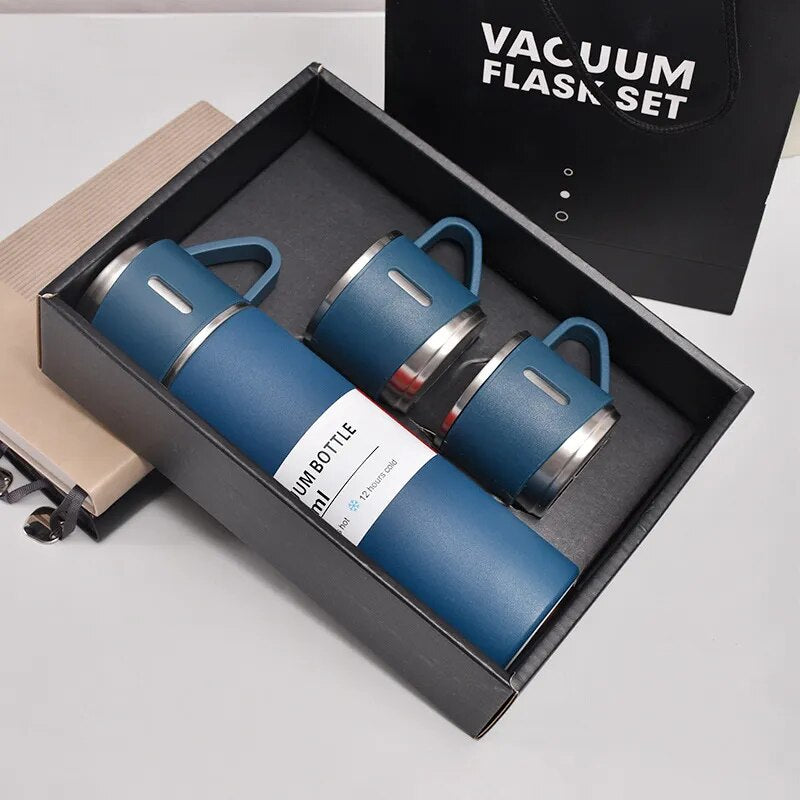 Stainless Steel Vacuum Flask Gift Set: Office & Business Style Thermos Bottle with 500ML Capacity, Ideal for Outdoor Hot Water, Thermal Insulation, and Couple's Use