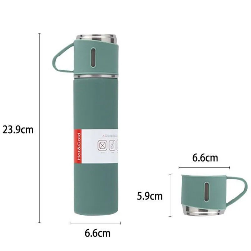 Stainless Steel Vacuum Flask Gift Set: Office & Business Style Thermos Bottle with 500ML Capacity, Ideal for Outdoor Hot Water, Thermal Insulation, and Couple's Use