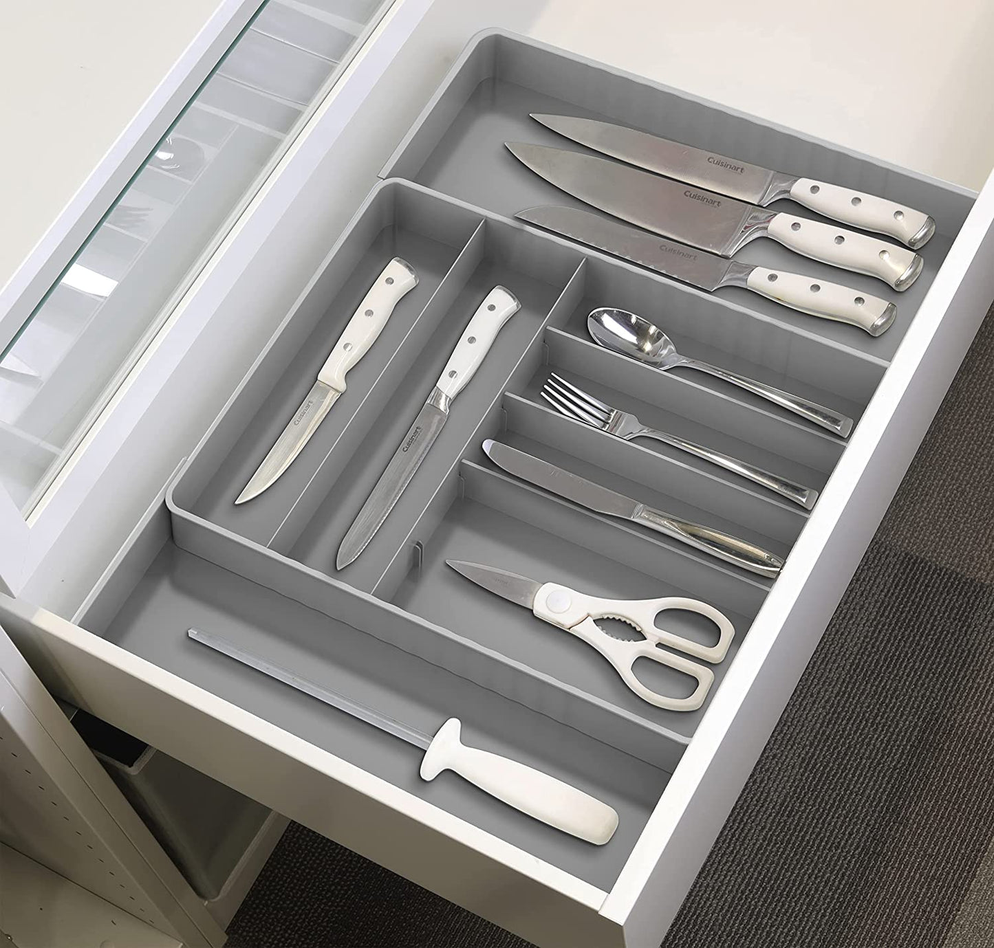 Expandable Grey Kitchen Drawer Flatware Organizer by Simple houseware