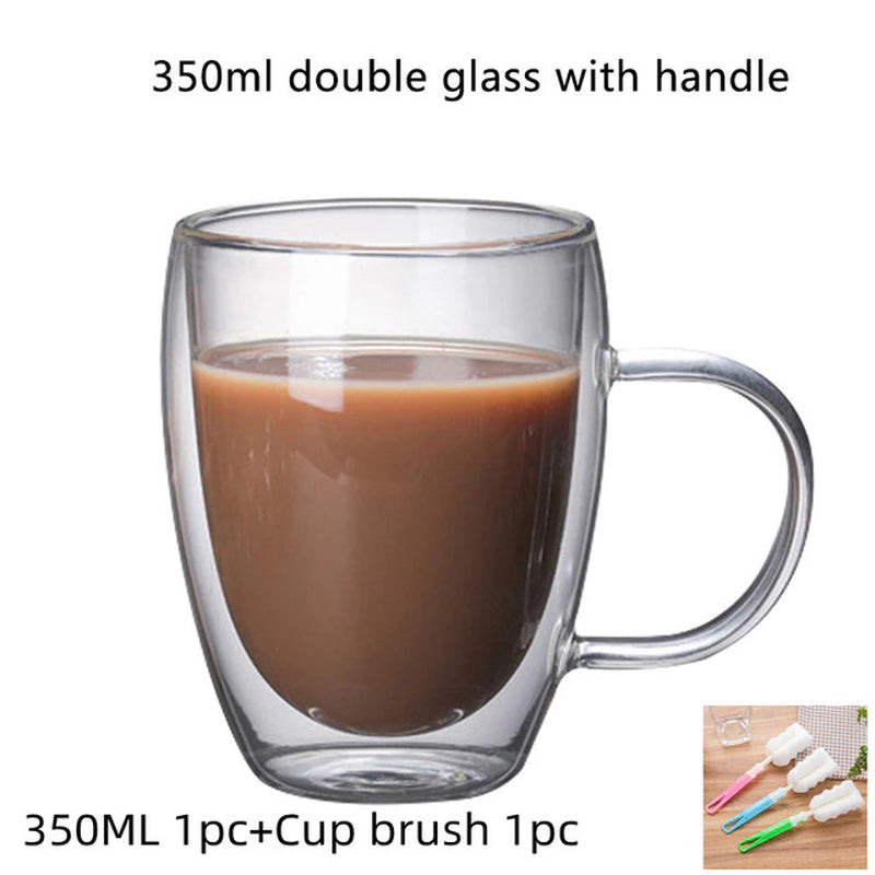 Heart-Shaped Double Wall Glass Mug for Tea, Coffee, Wine, and More!