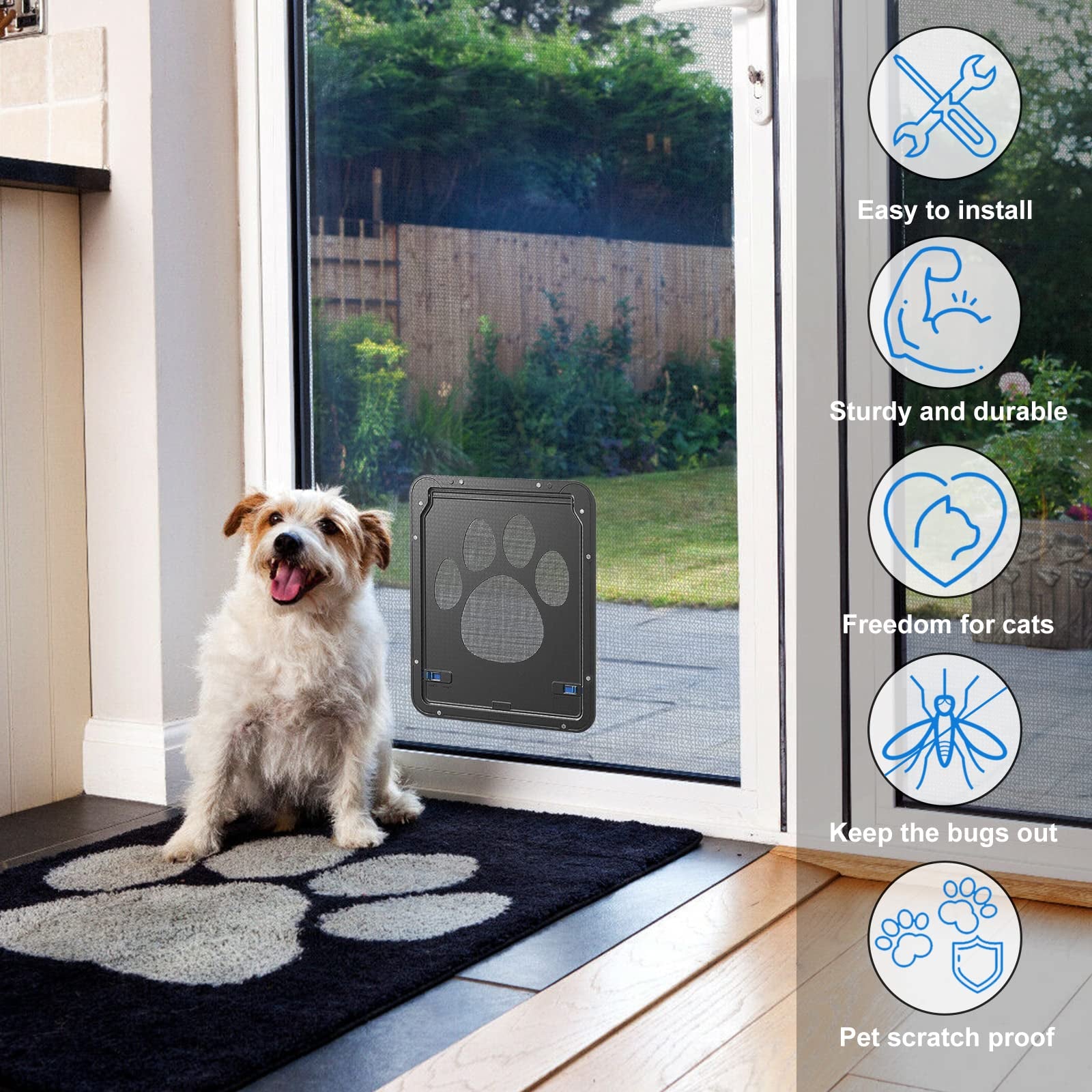 Magnetic Lockable Pet Door for Outdoor Spaces - Stylish and Secure Entry for Dogs and Cats with Easy Installation