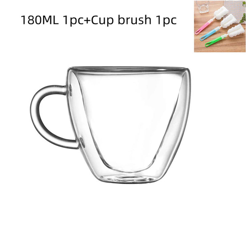 Heart-Shaped Double Wall Glass Mug for Tea, Coffee, Wine, and More!