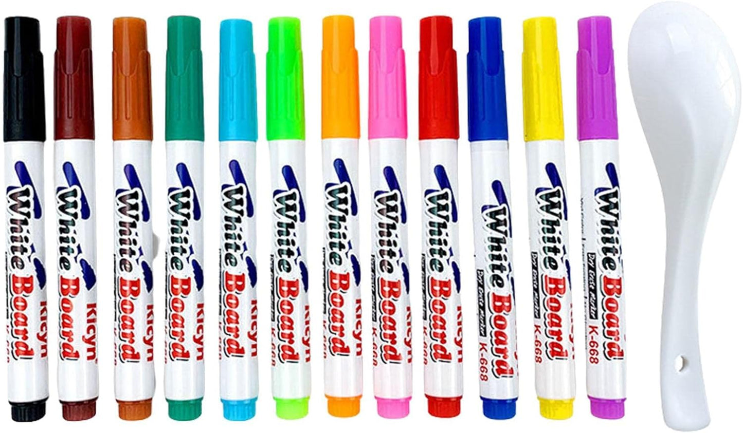 Magic Water Painting Pens - Set of 8, Including Spoon, Children's Erasable Whiteboard Markers