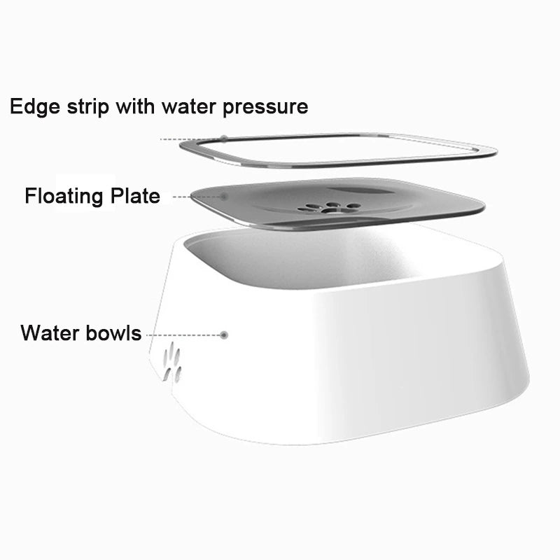 Spill-Proof Dog and Cat Floating Water Bowl with Non-Wetting Mouth Design - Anti-Overflow Water Dispenser in Durable Plastic