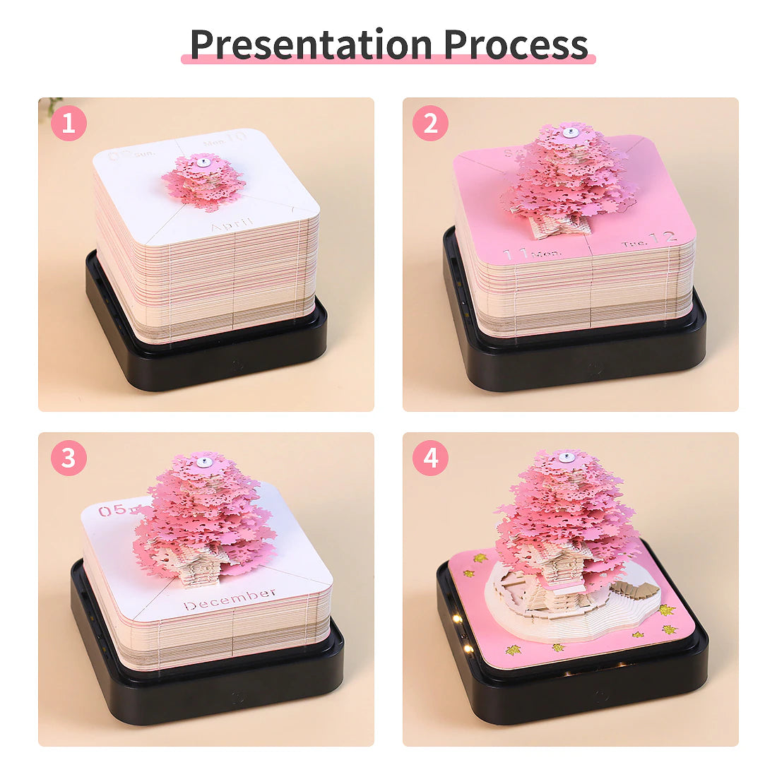 Unique 3D Sakura Tree House Calendar Notepad - Omoshiroi Block 2024: Memo Pad, Sticky Notes, and a Fun Christmas Gift