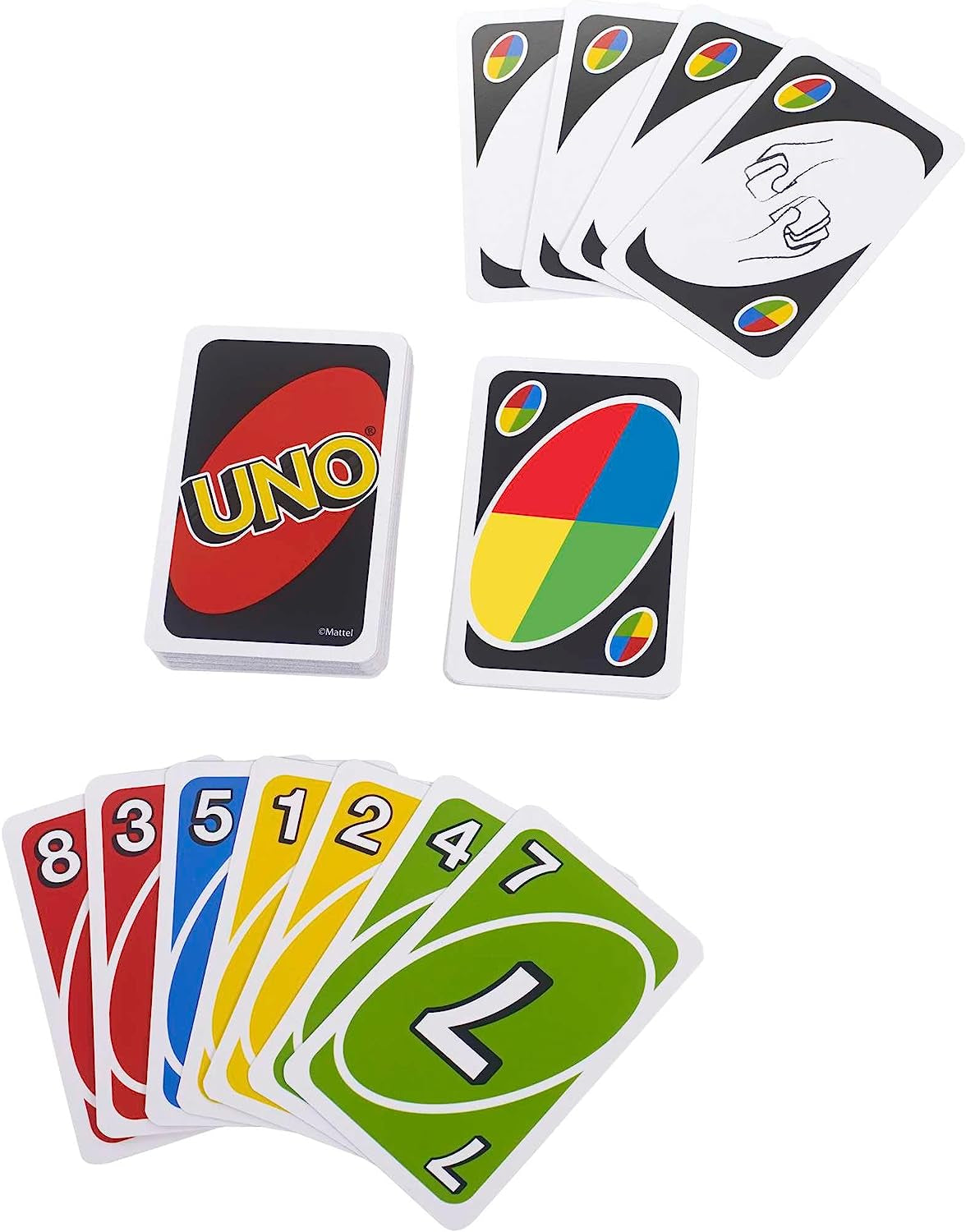 UNO Classic Color & Number Matching Card Game - 112 Cards - Customizable & Erasable Wild Cards - Includes Special Action Cards