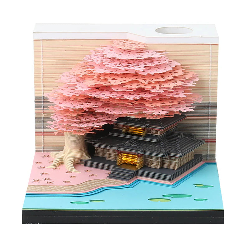 Unique 3D Sakura Tree House Calendar Notepad - Omoshiroi Block 2024: Memo Pad, Sticky Notes, and a Fun Christmas Gift