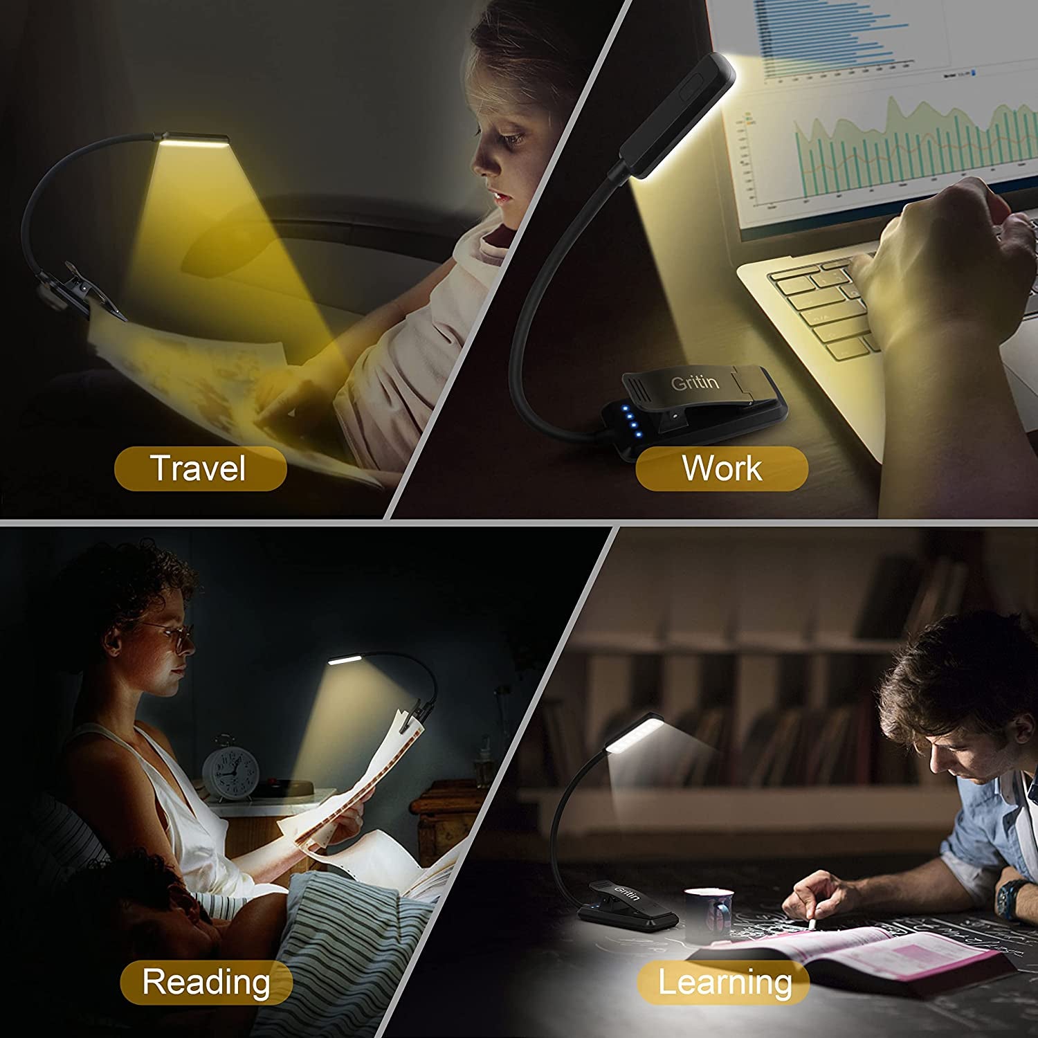 Rechargeable Book Light for Bedtime Reading: 9 LED Lamp with Power Indicator, 3 Eye-Friendly Modes, Stepless Dimming, Extended Battery Life, 360° Flexible Clip-On Reading Light