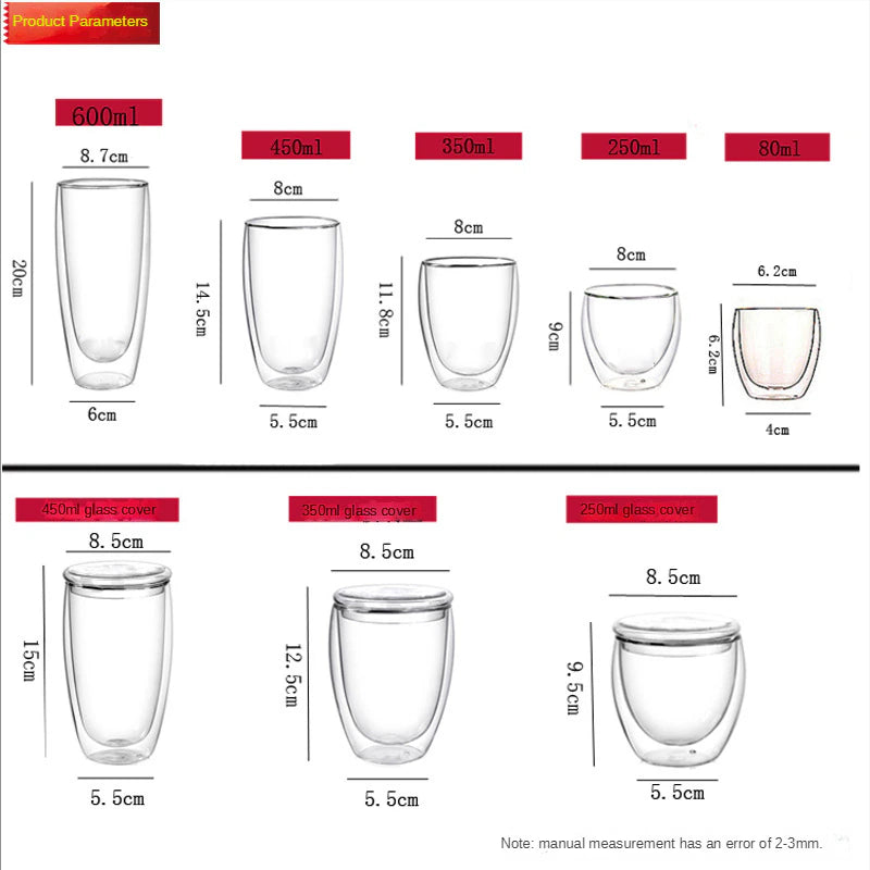 Heart-Shaped Double Wall Glass Mug for Tea, Coffee, Wine, and More!