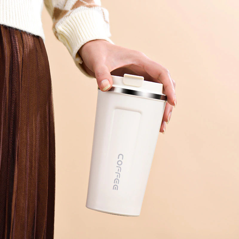 Leak-Proof Stainless Steel Coffee Thermos Mug: Travel-Ready Vacuum Flask Insulated Water Bottle