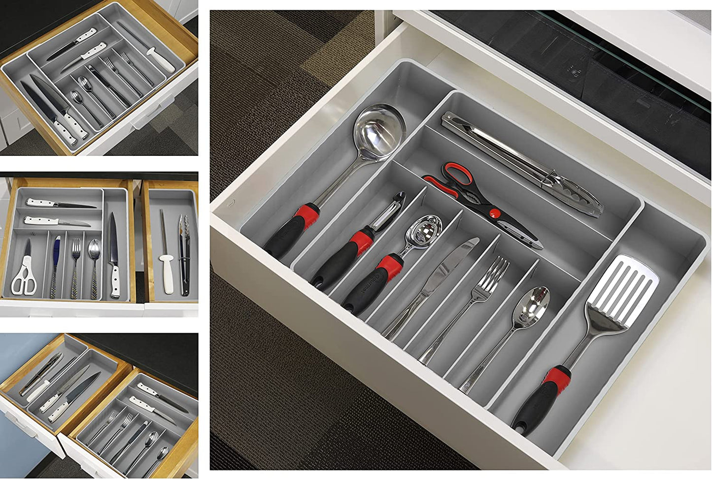 Expandable Grey Kitchen Drawer Flatware Organizer by Simple houseware