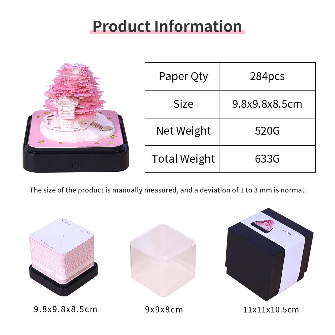 Unique 3D Sakura Tree House Calendar Notepad - Omoshiroi Block 2024: Memo Pad, Sticky Notes, and a Fun Christmas Gift