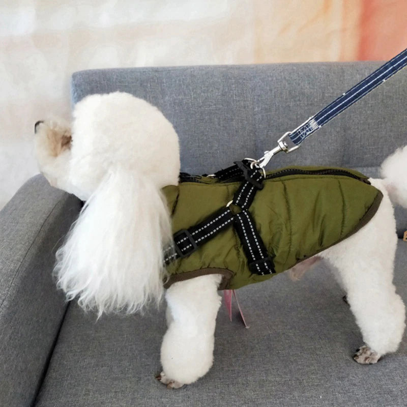 Winter Dog Jacket with Harness: Large, Warm, Waterproof Coat for Labrador, French Bulldog, and More