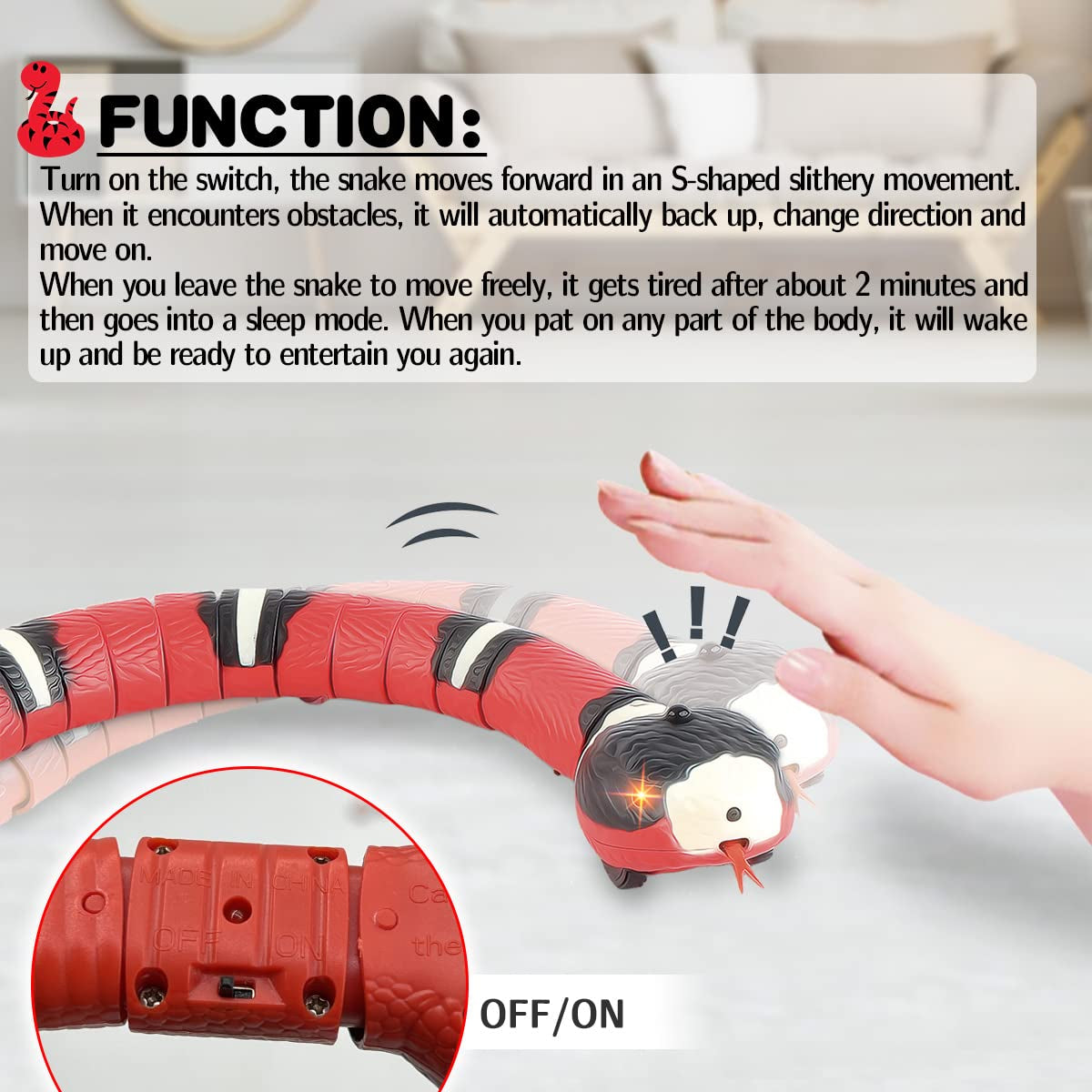 Interactive Smart Sensing Cat Toy - USB Rechargeable Electronic Snake for Cats and Dogs