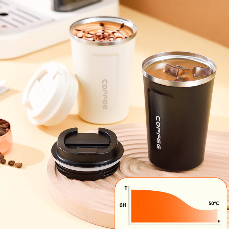 Leak-Proof Stainless Steel Coffee Thermos Mug: Travel-Ready Vacuum Flask Insulated Water Bottle