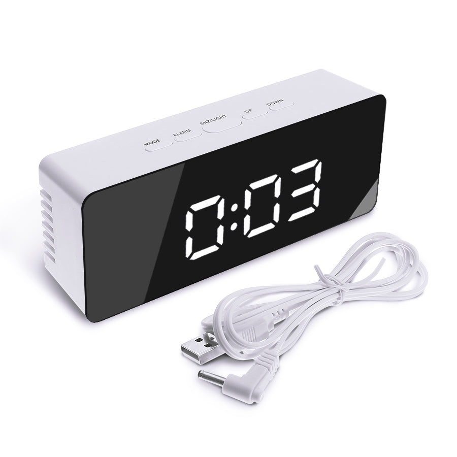 Mini Rectangle Square Mirror Clock - Electronic Alarm Desk Table Clock