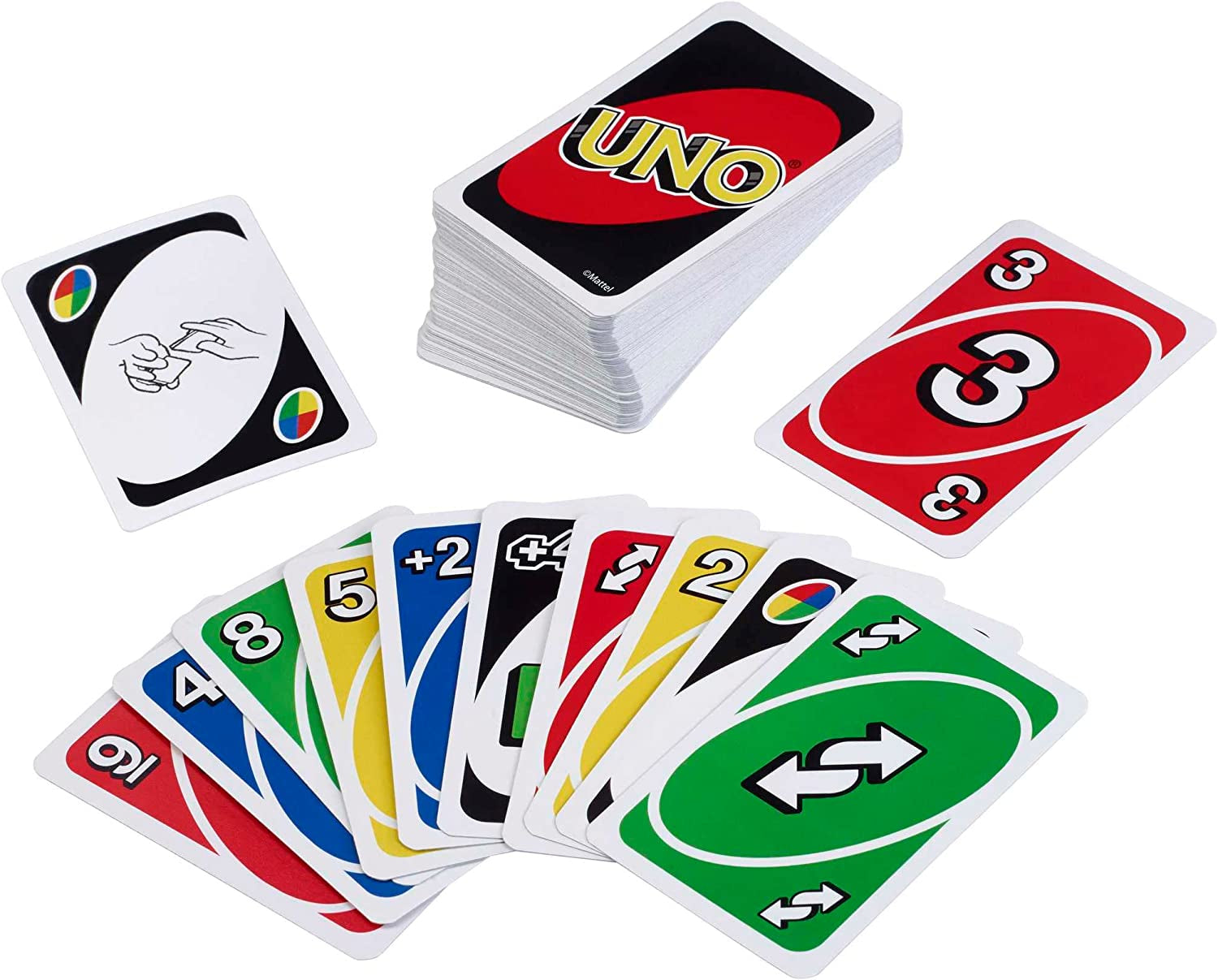 UNO Classic Color & Number Matching Card Game - 112 Cards - Customizable & Erasable Wild Cards - Includes Special Action Cards